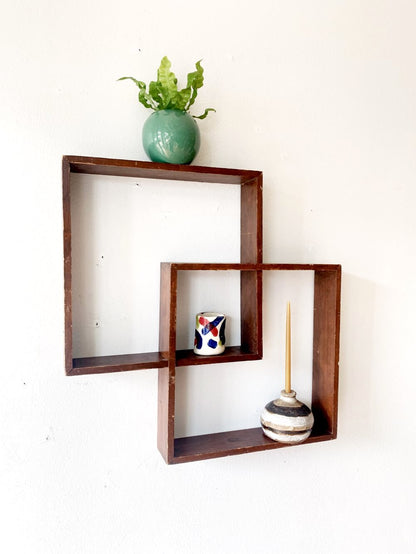 Petite Vintage Wood Cubby Shelf