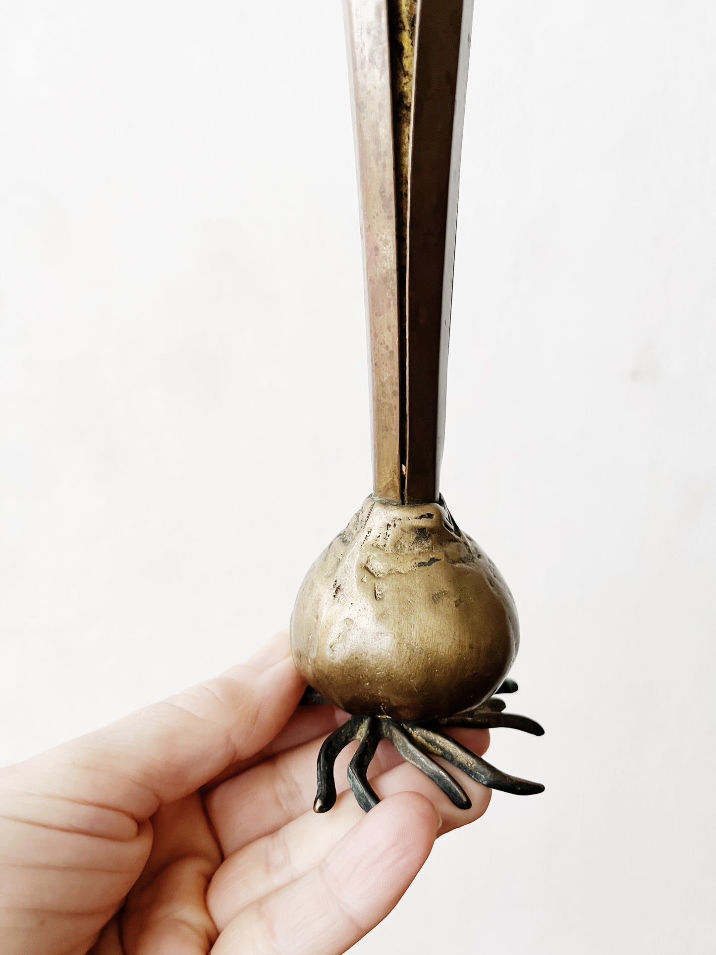 Vintage Aged Bronze Bud Vase