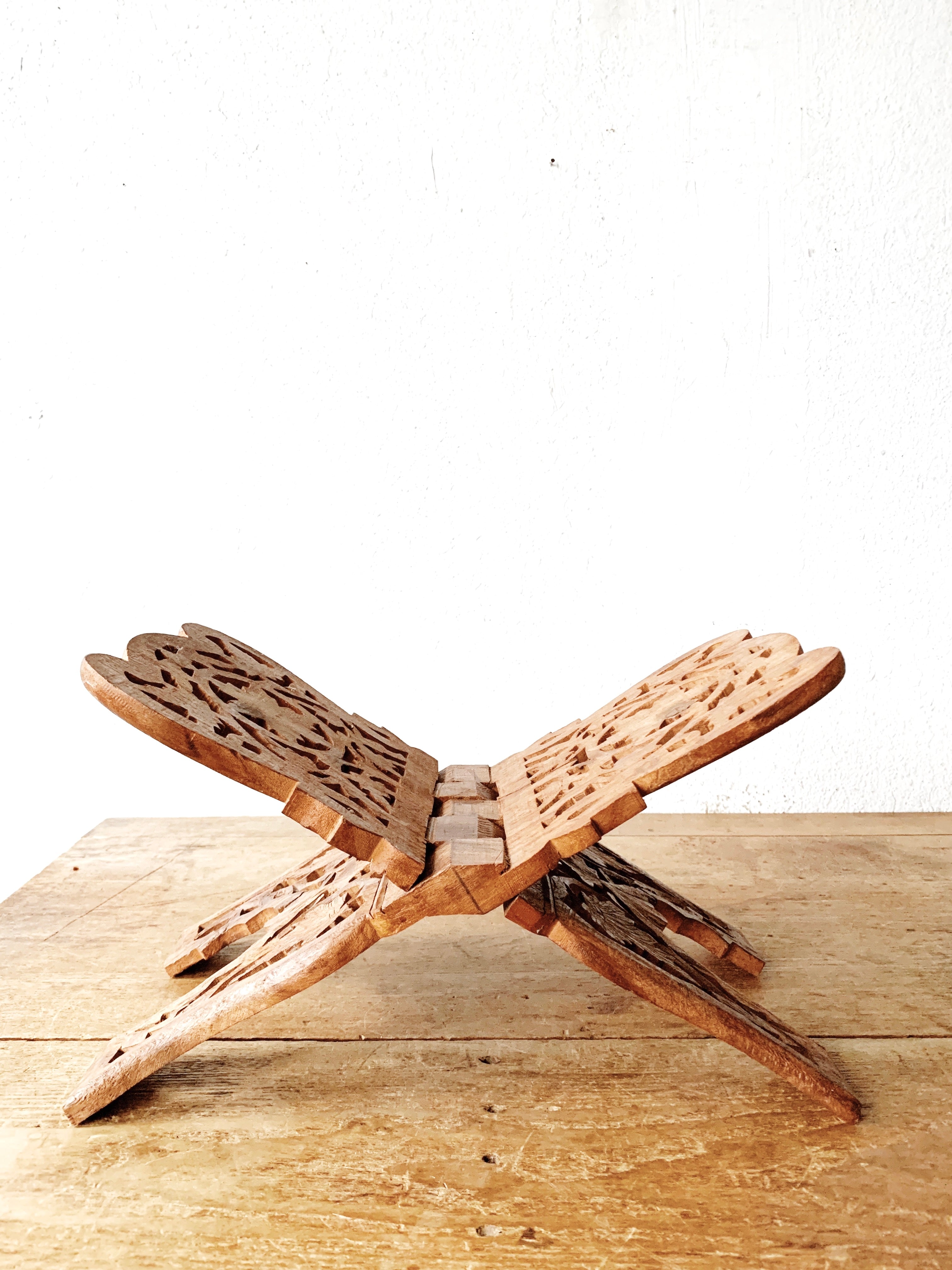 Large Vintage Carved Wood Bookstand