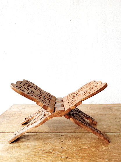 Large Vintage Carved Wood Bookstand