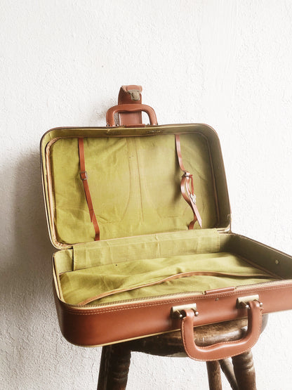 Vintage Orange Suitcase with Key