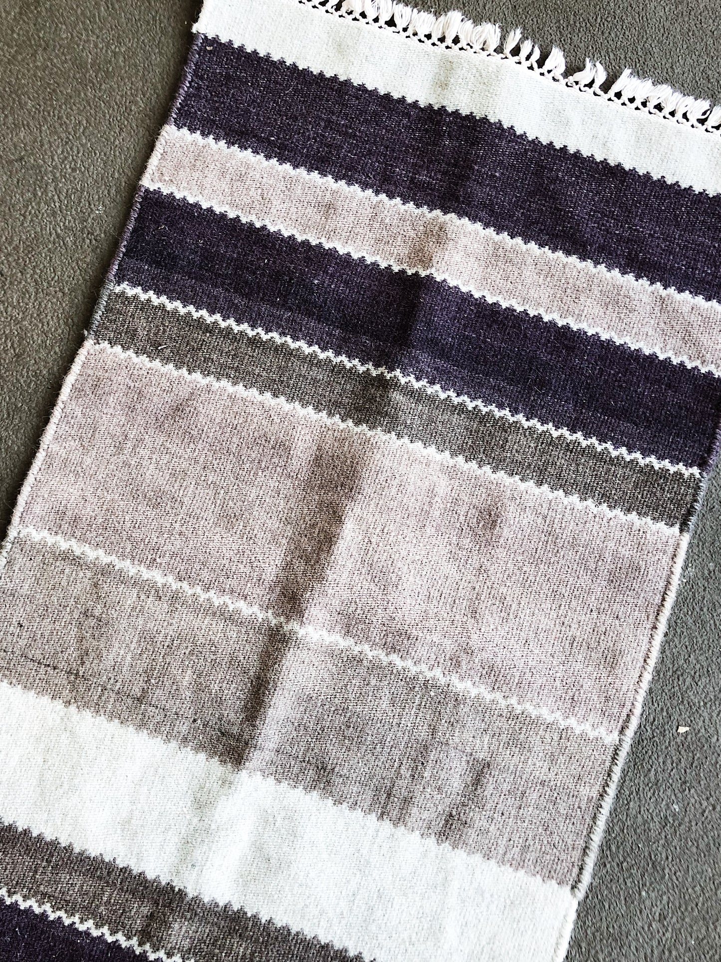 Vintage Striped Wool Dhurrie Rug