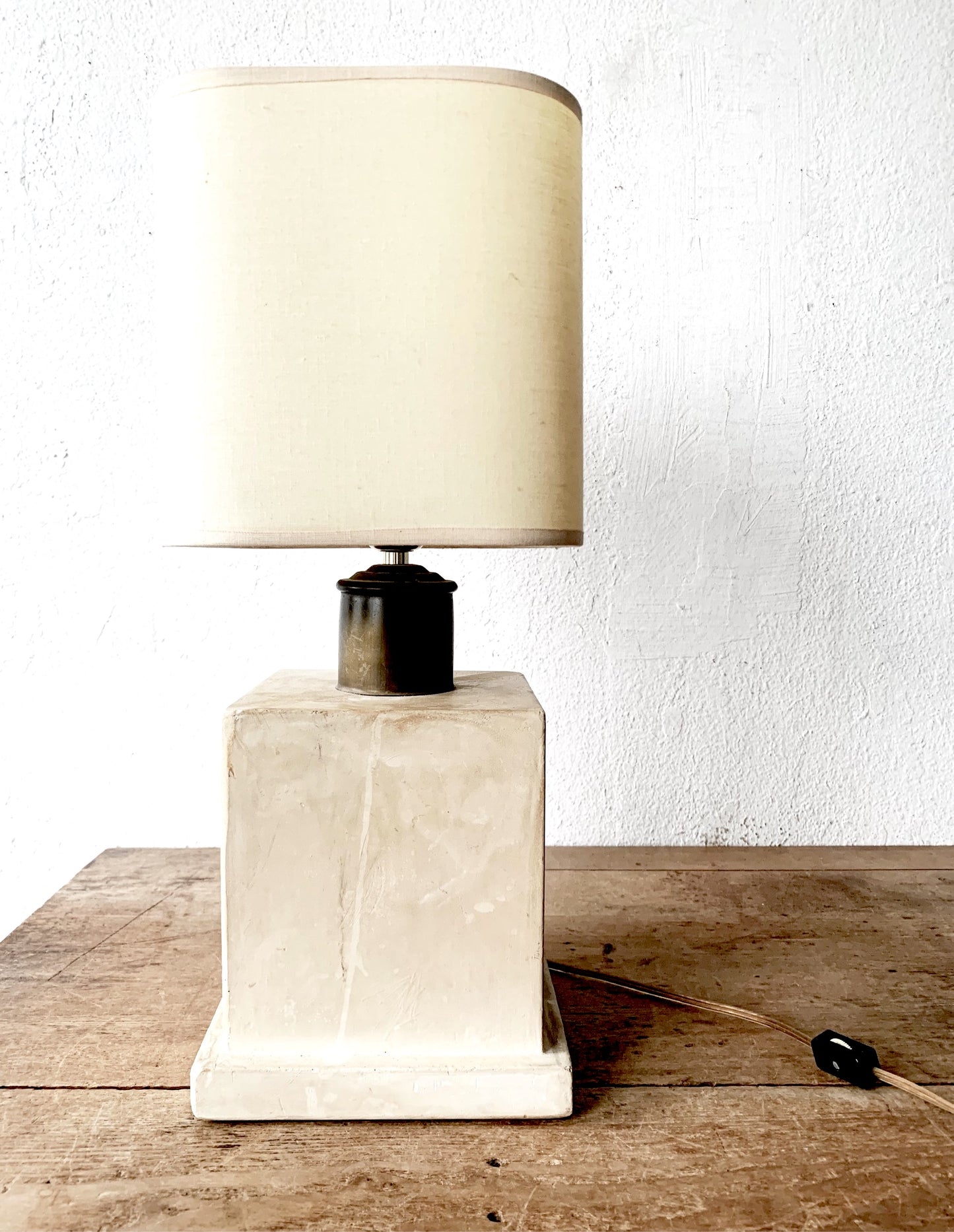 Vintage Handmade Pottery Lamp with Shade