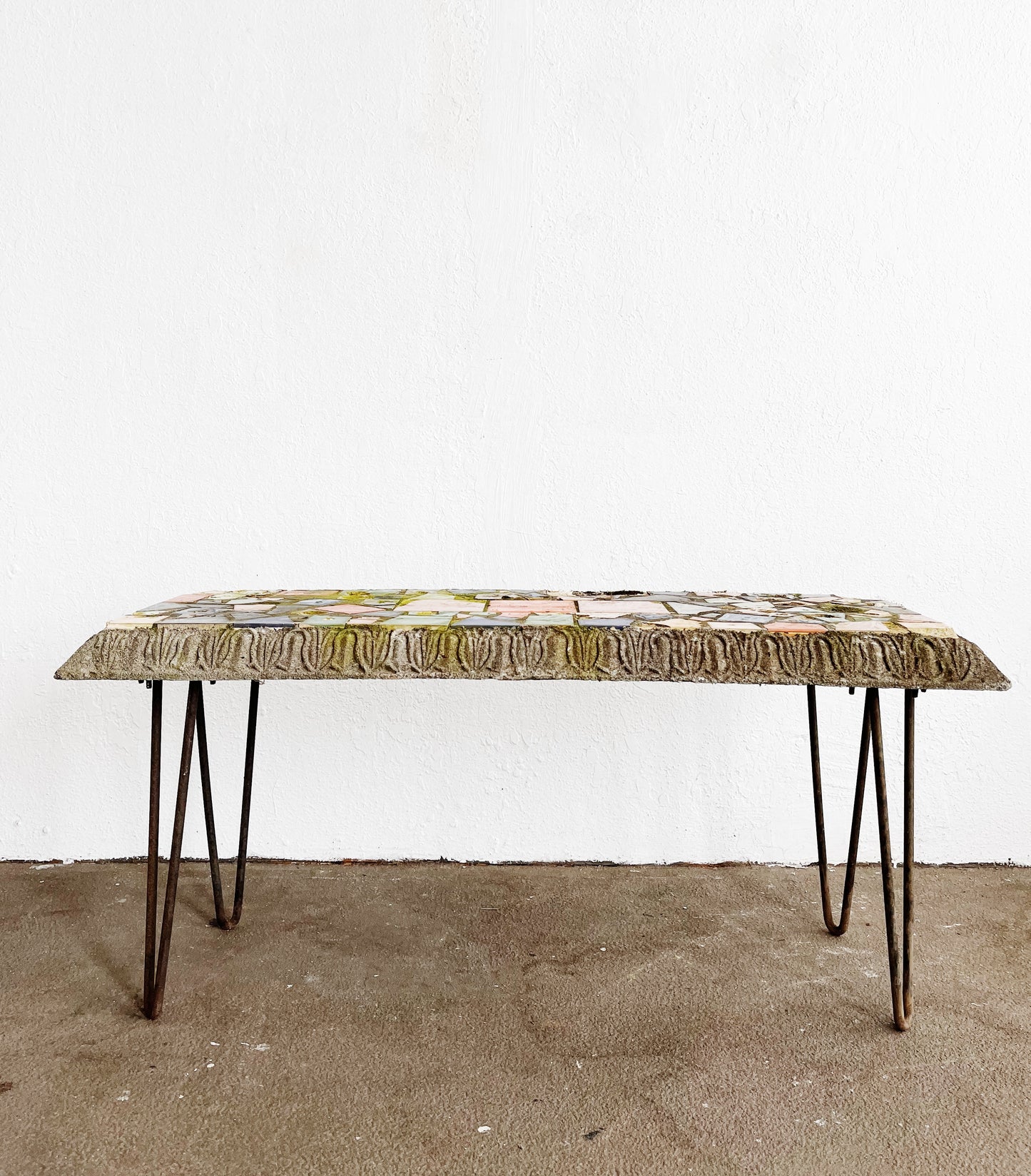 Vintage Mosaic Stone Bench