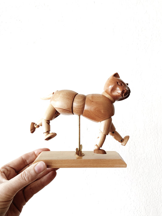 Articulating Wood Cat Sculpture