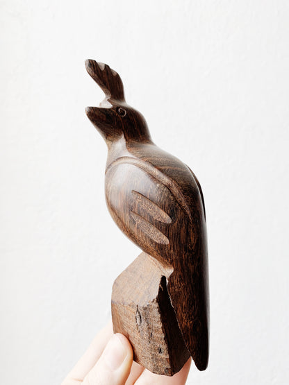 Carved Wood Quail Sculpture