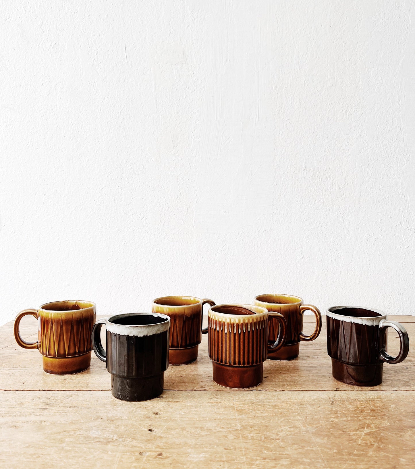 Mid Century Stacking Ceramic Mugs