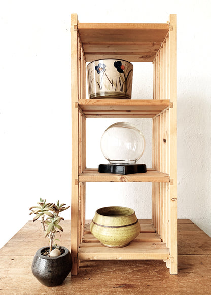 Slatted Natural Wood Shelf