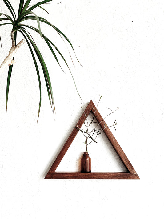handmade wood triangle shelf