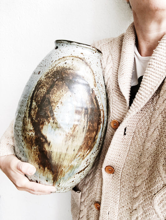 Large Vintage Handmade Pottery Vase