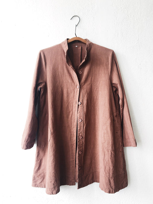 Vintage Teracotta Linen Swing Coat