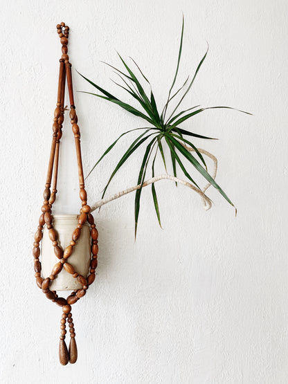 Vintage Beaded Plant Hanger with Crock