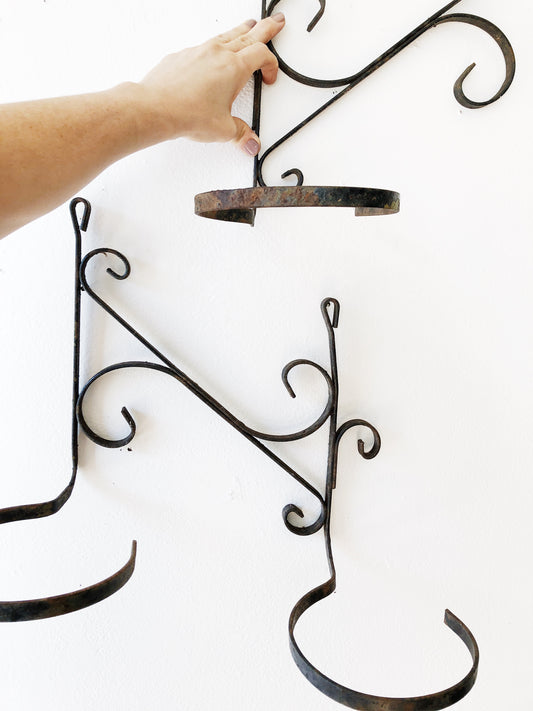 Vintage Iron Wall Planter Hangers