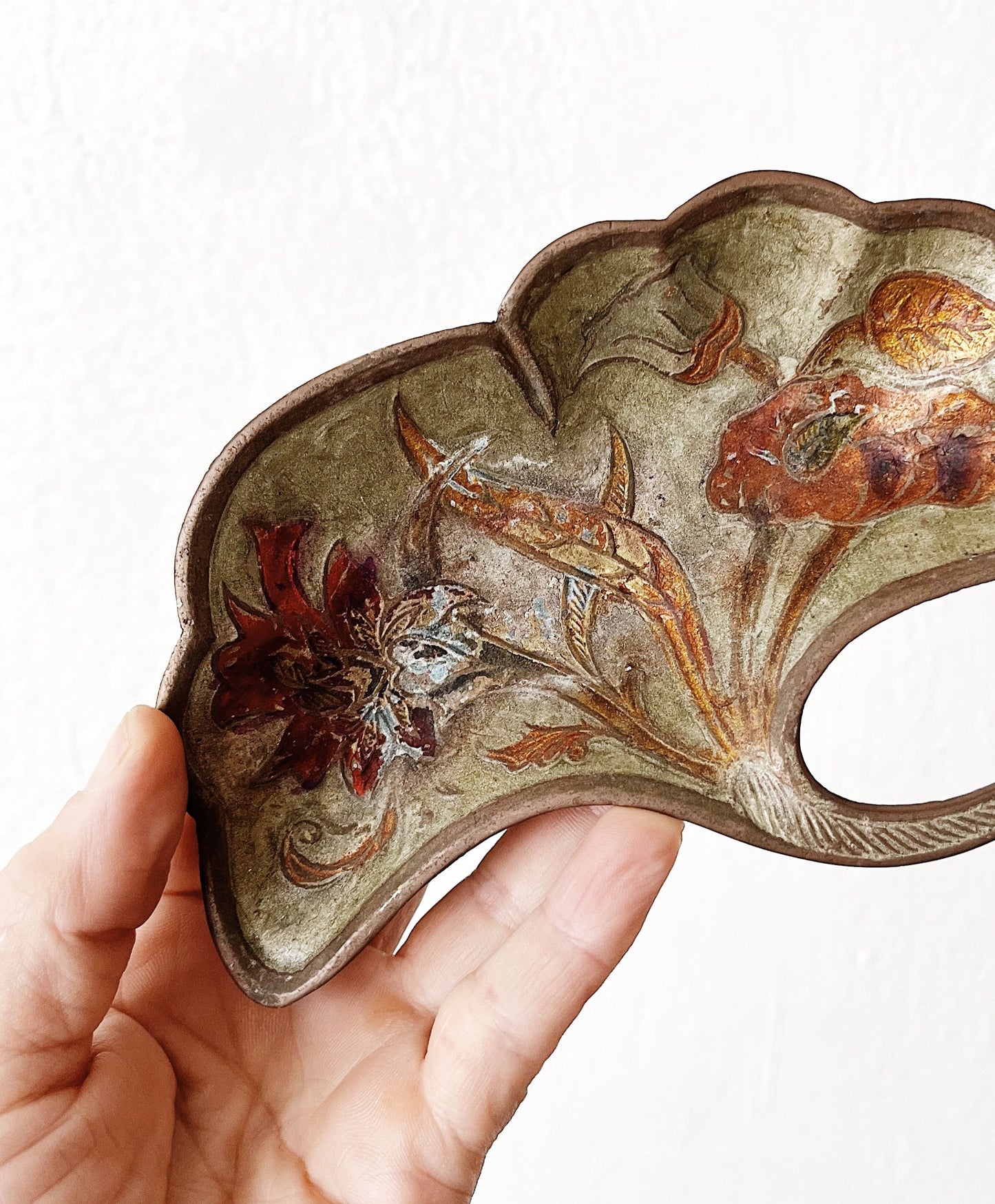 Vintage Cloisonné Ginko Dish