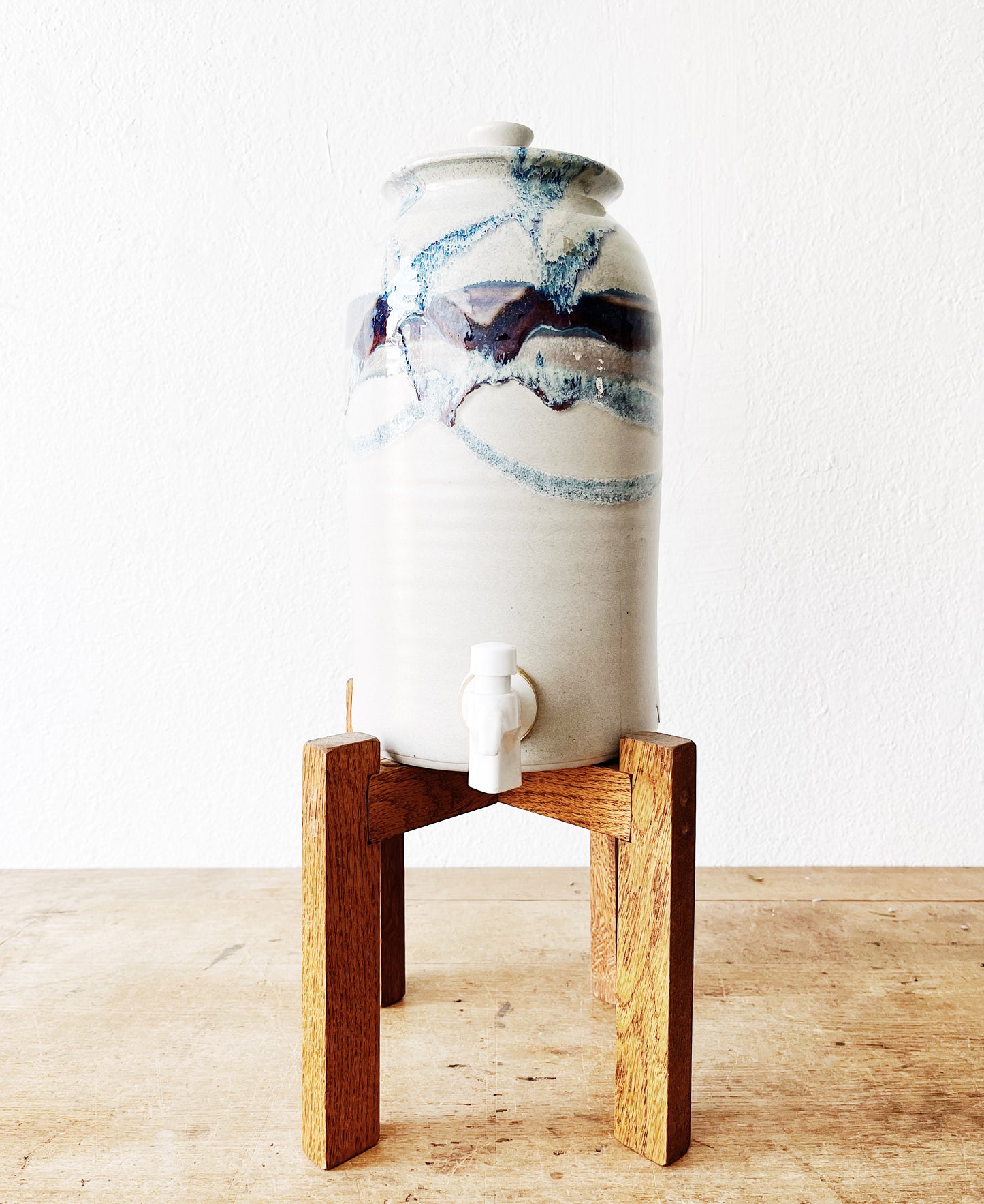 Vintage Ceramic Water Cooler and Stand