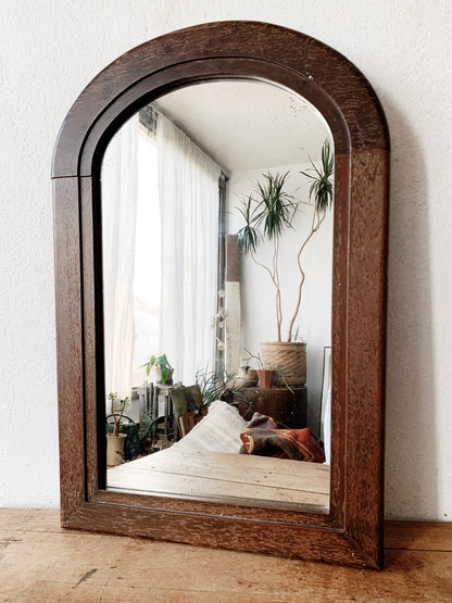 Antique Arched Wood Mirror