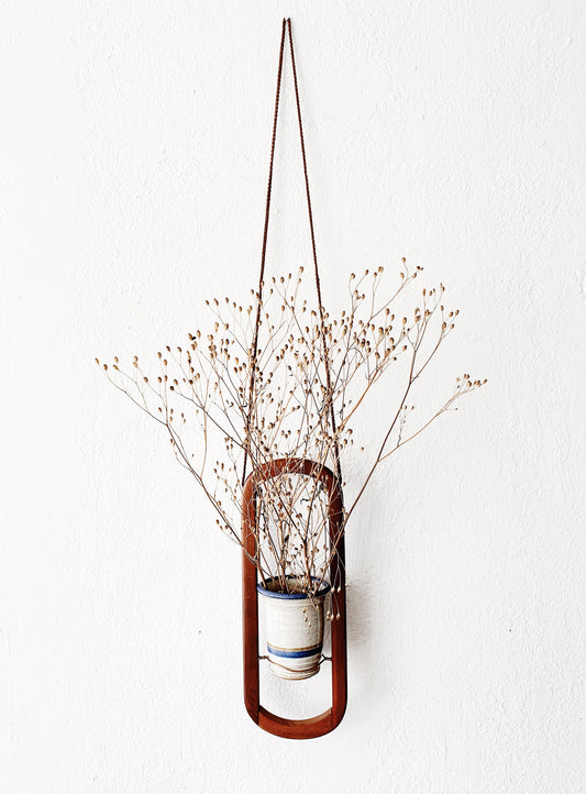 Teak Plant Hanger with Copper and Ceramic