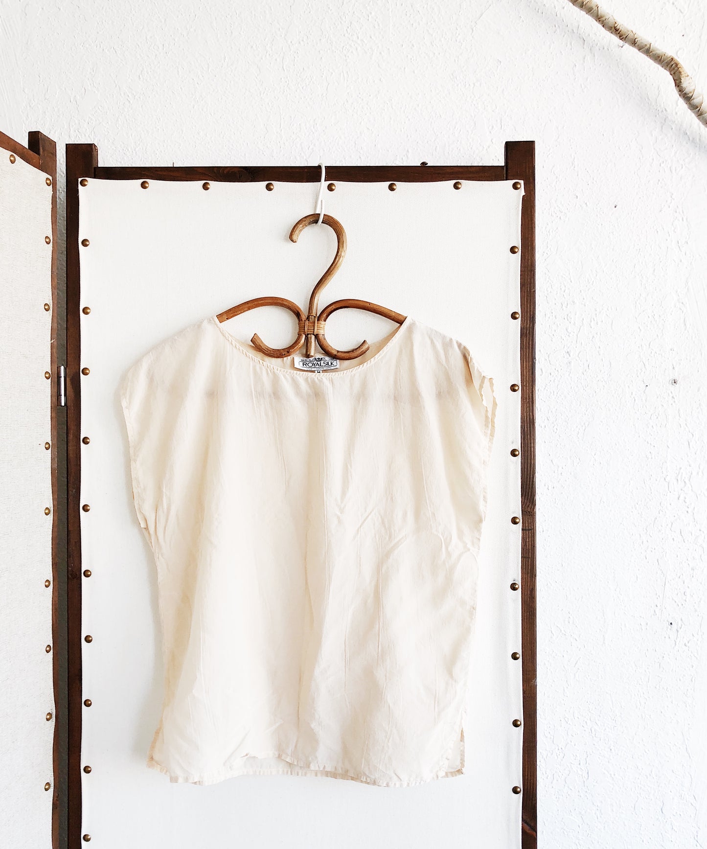 Vintage Peach Silk Crepe Shell Top