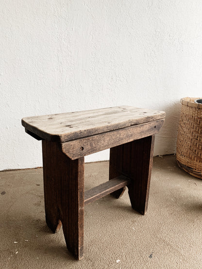 Antique Rustic Wood Stool / Side Table
