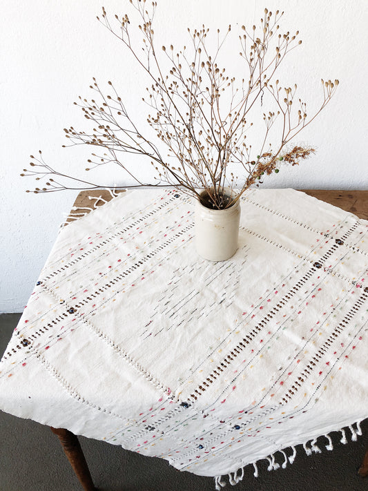 Vintage Woven Embroidered Cotton Textile