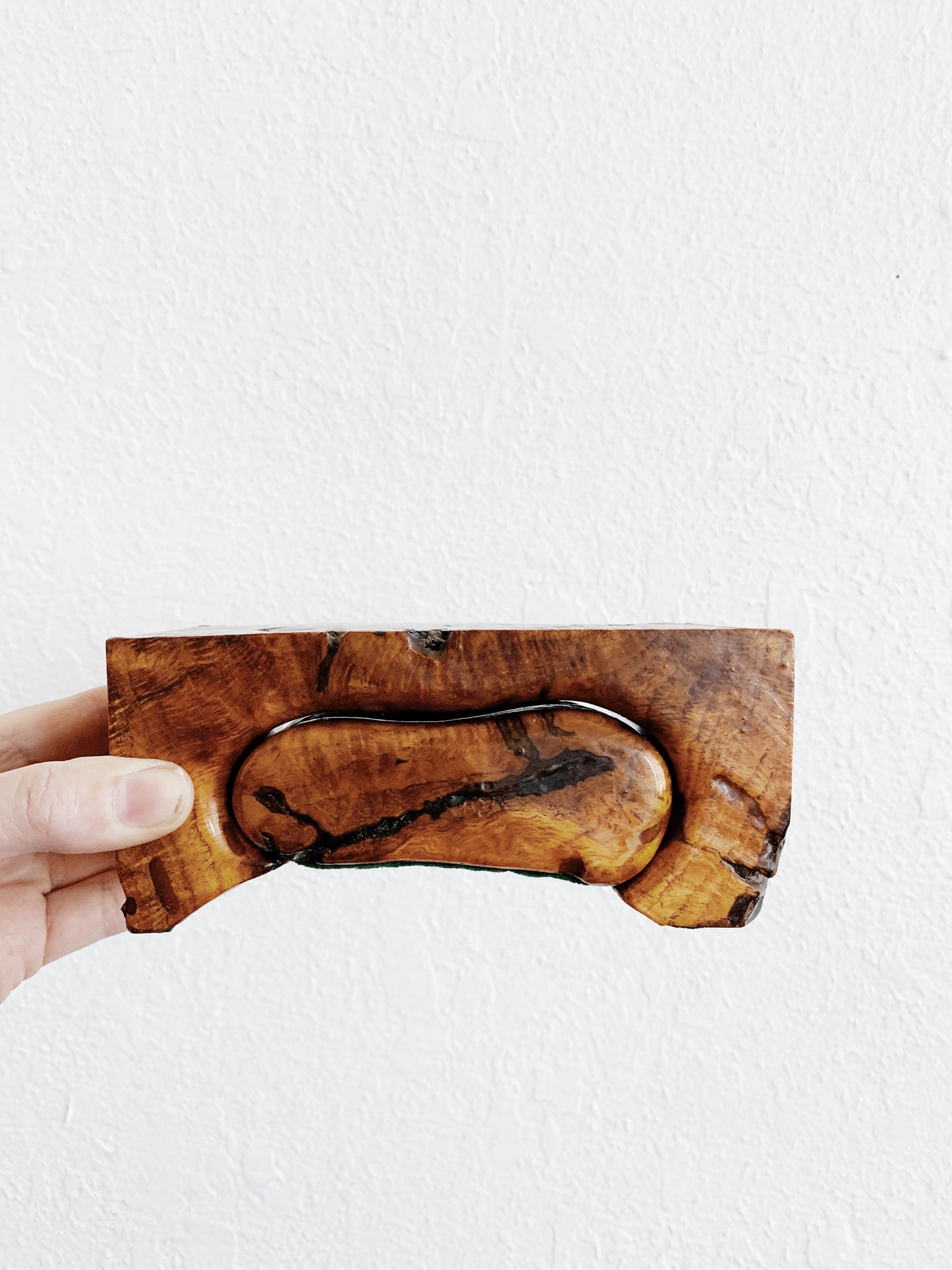 Vintage Handmade Burl Wool Stash Box