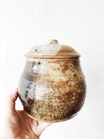 Vintage Lidded Stoneware Crock