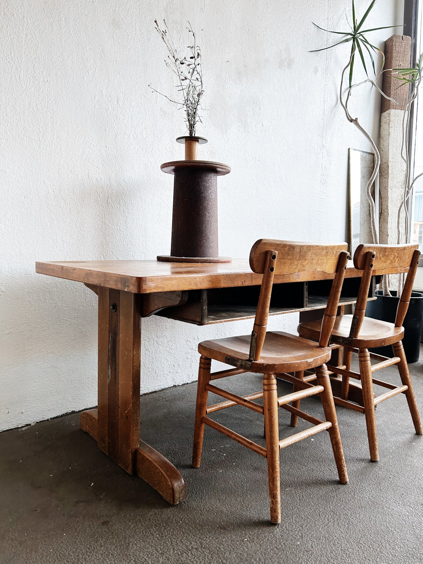 Antique Wood Table with or without Child’s Chairs