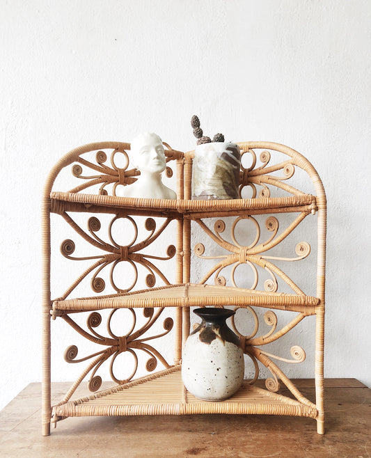 Vintage Folding Woven Corner Shelf