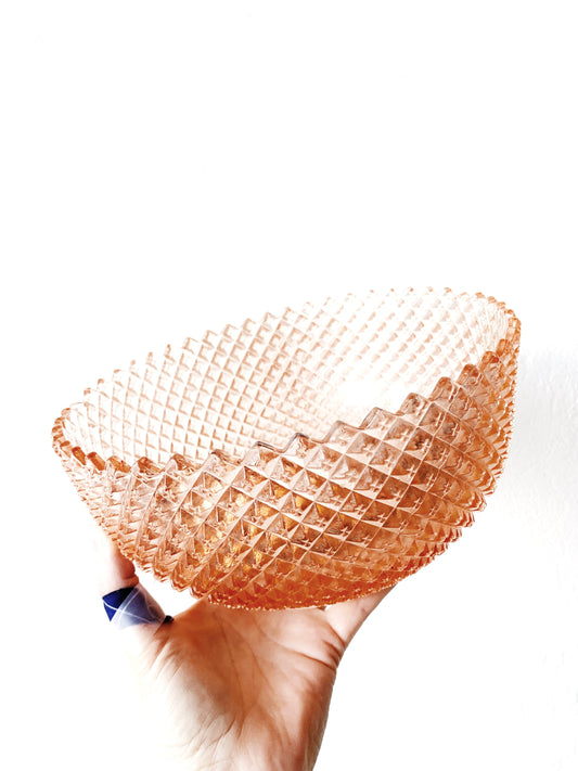 1930’s Blush Depression Glass Flower Bowl