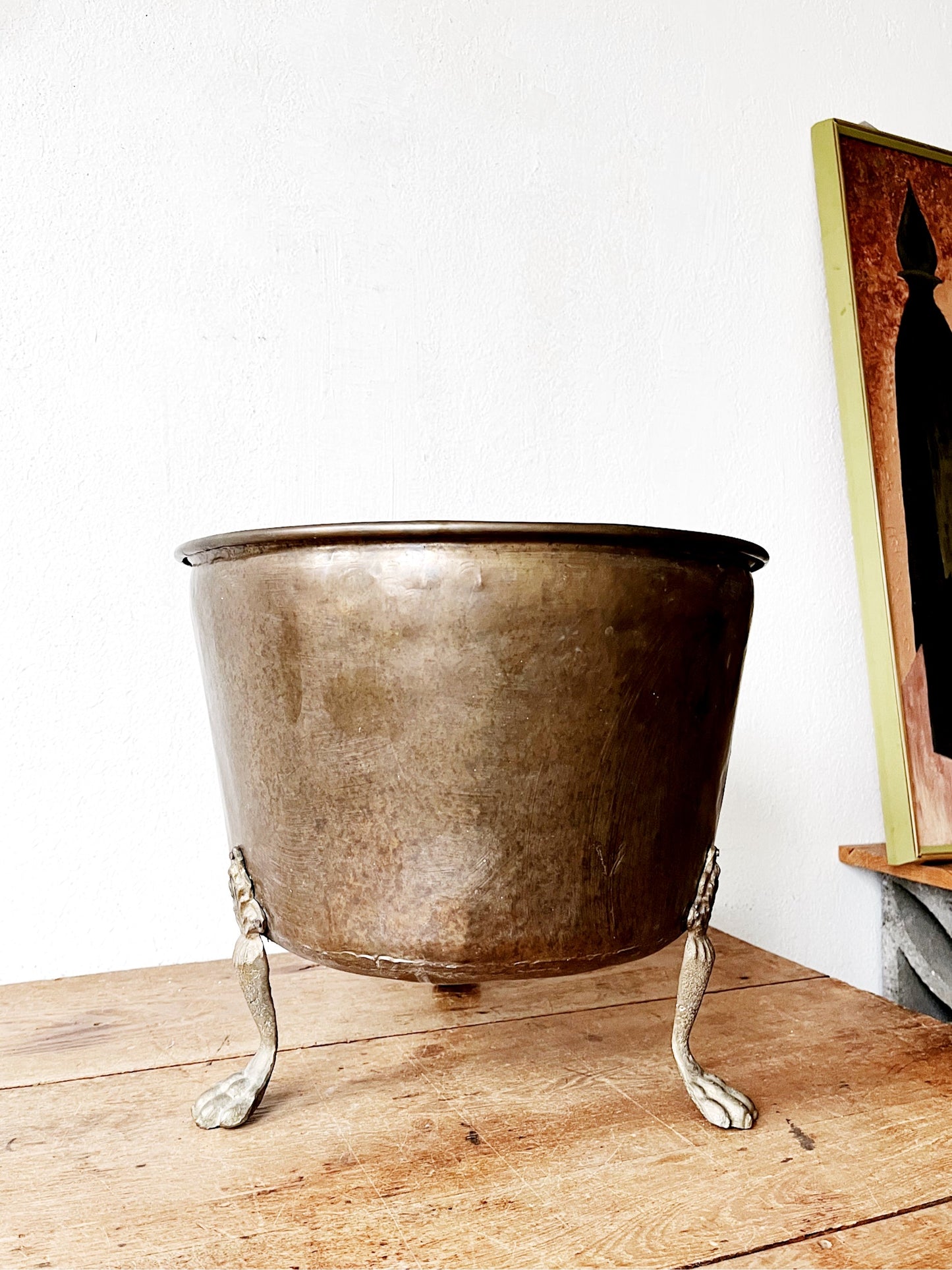 Large Antique Brass Cache Pot