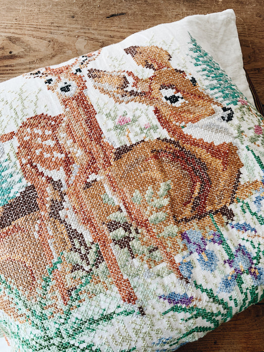 Vintage Embroidered Cotton Pillow Cover