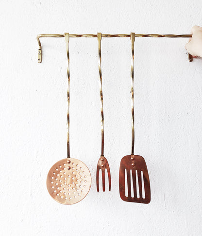 Vintage Brass and Copper Utensil Set