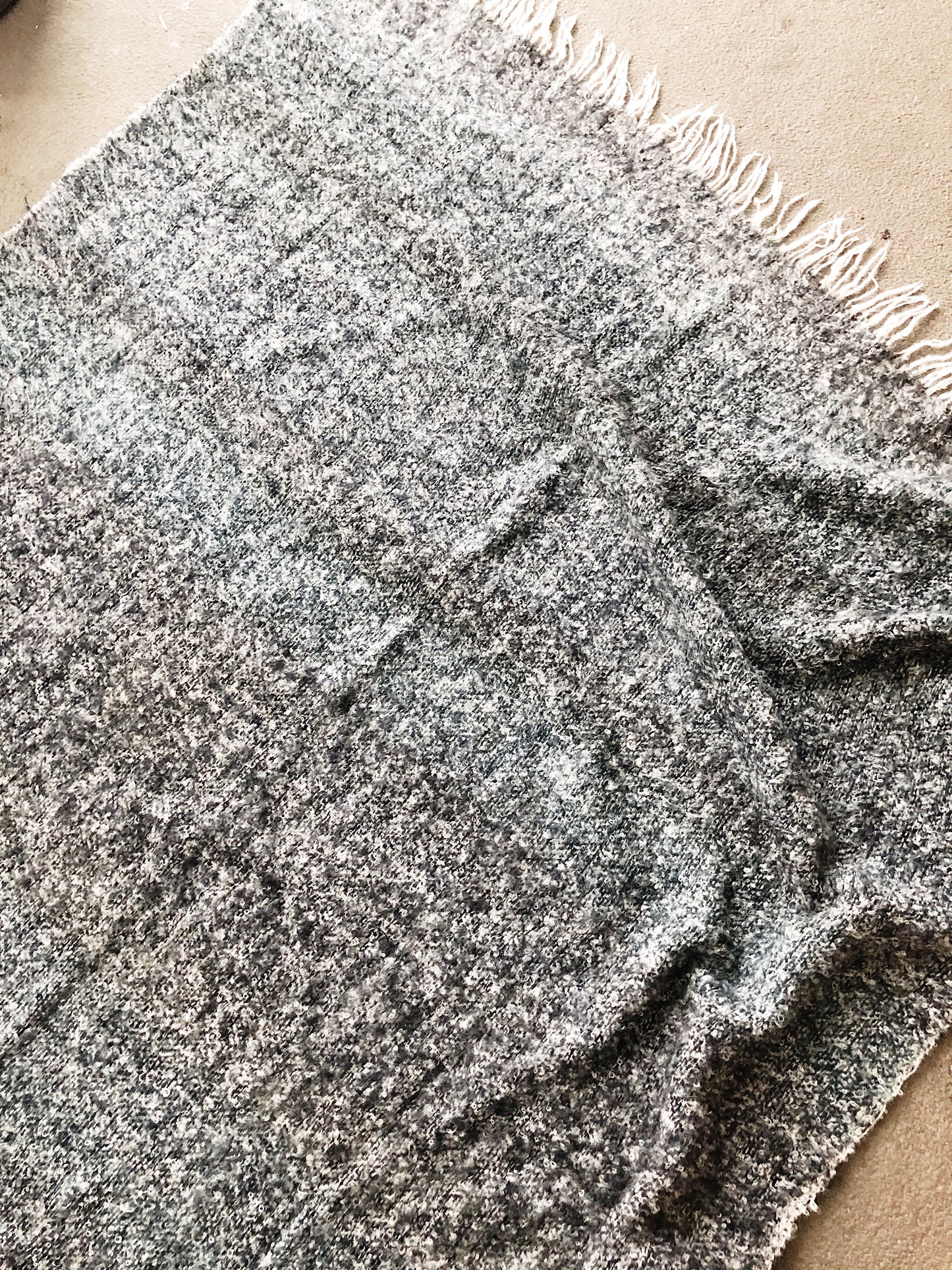 Vintage Salt and Pepper Wool Blanket
