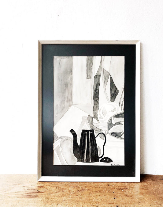Vintage Original Watercolor Still Life Painting