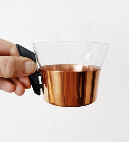 Bauhaus Glass and Copper Mug Pair