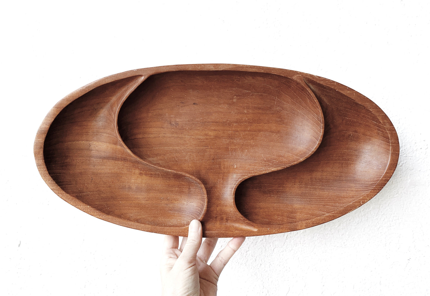 Mid Century Carved Wood Tray