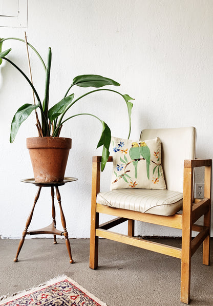 Vintage Wood Framed Vinyl Side Chair
