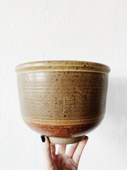 Large Vintage Handmade Stoneware Bowl
