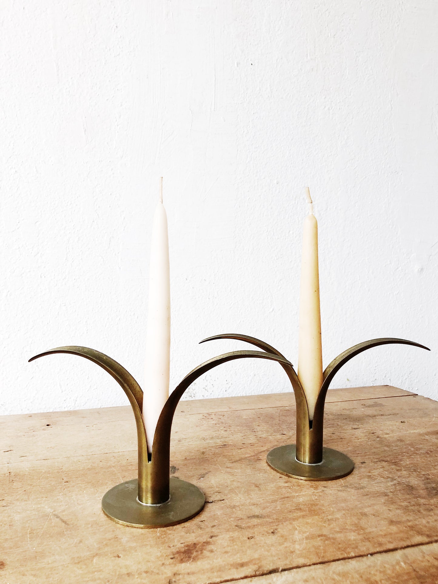 Pair Vintage Brass Ystad Candlesticks