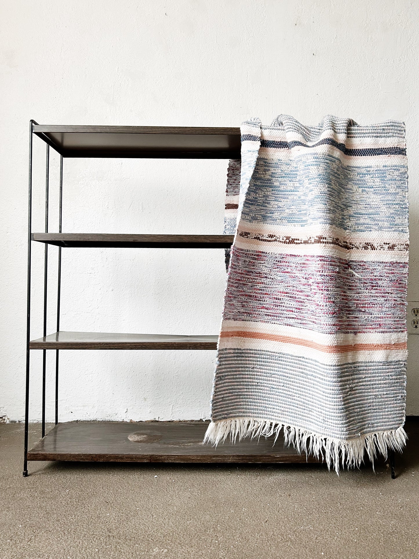 Mid Century Metal Faux Bois Shelf
