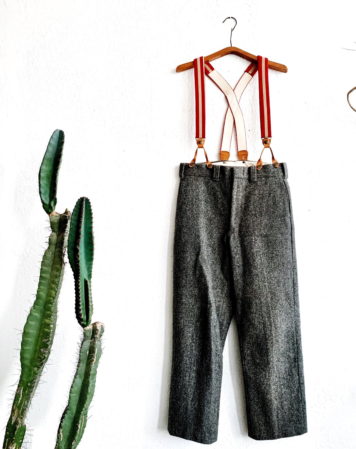 Vintage LL Bean Thick Wool Trousers with Suspenders