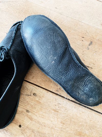 Hand Stitched Soft Black Leather Mocs