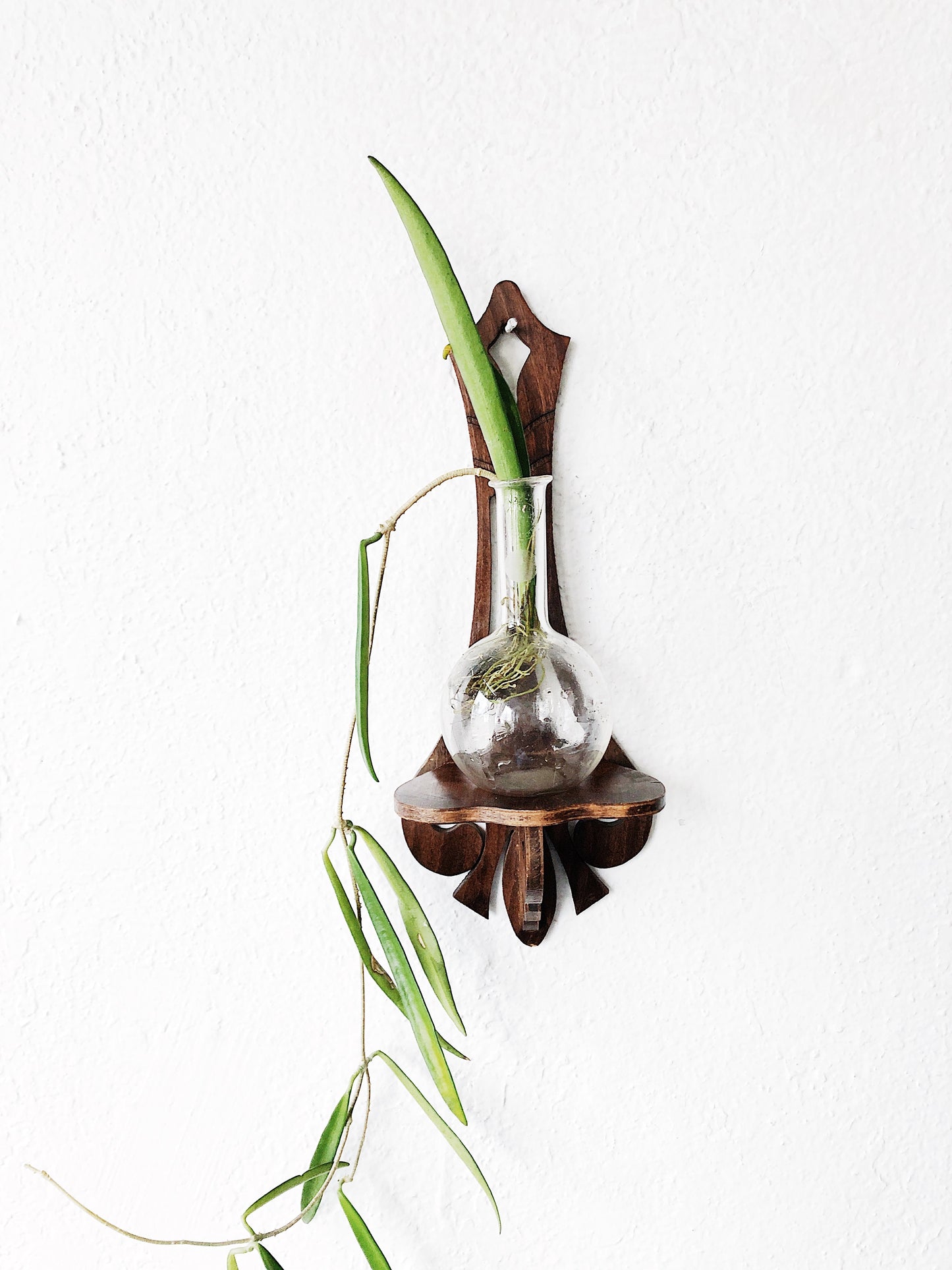 Vintage Plant Shelf and Vase