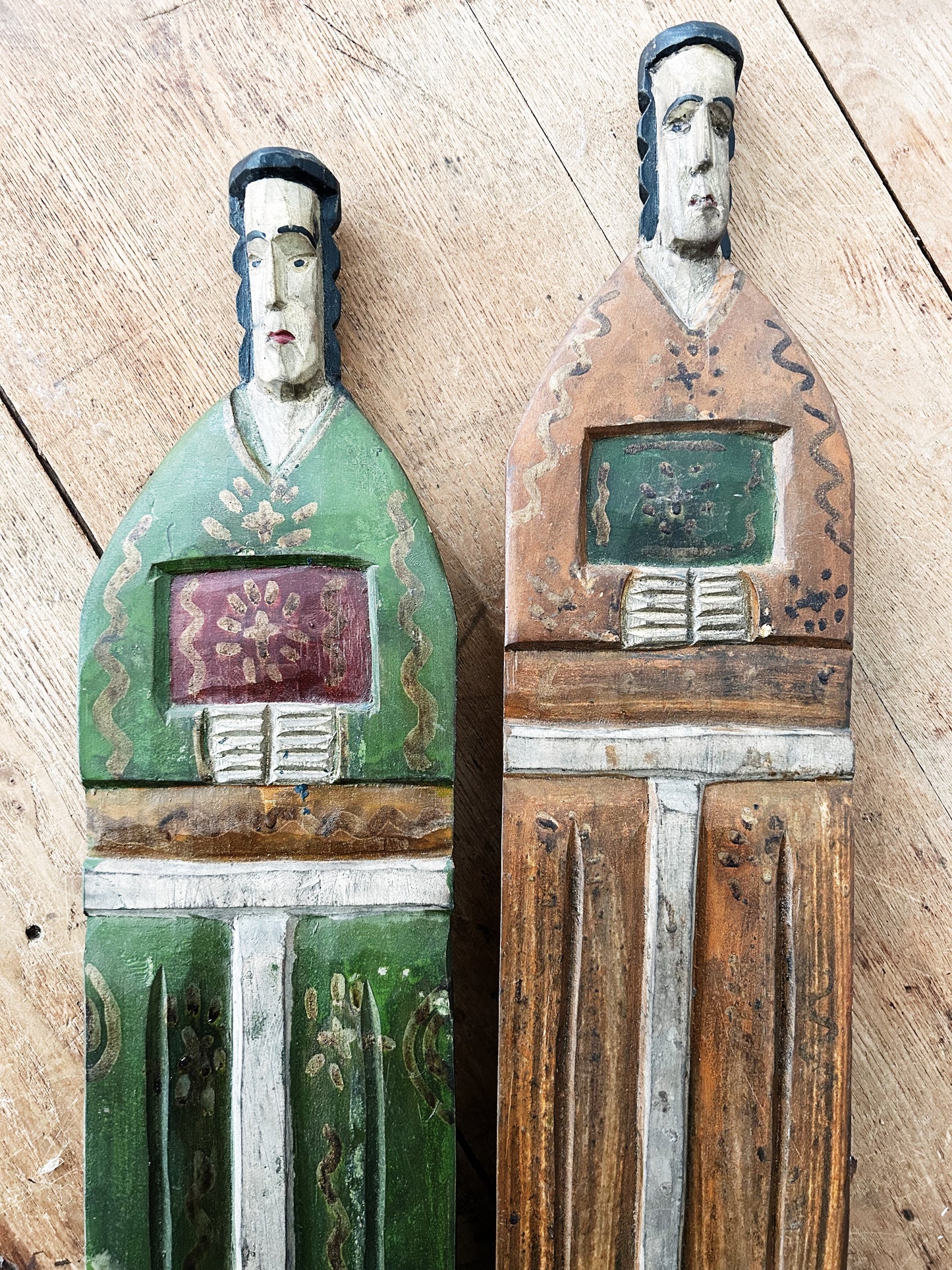 Vintage Hand Painted Wooden Santo Folk Art