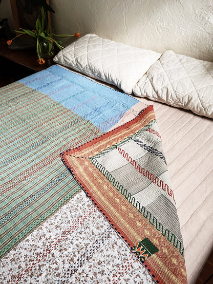 Handmade Cotton Kantha Quilt