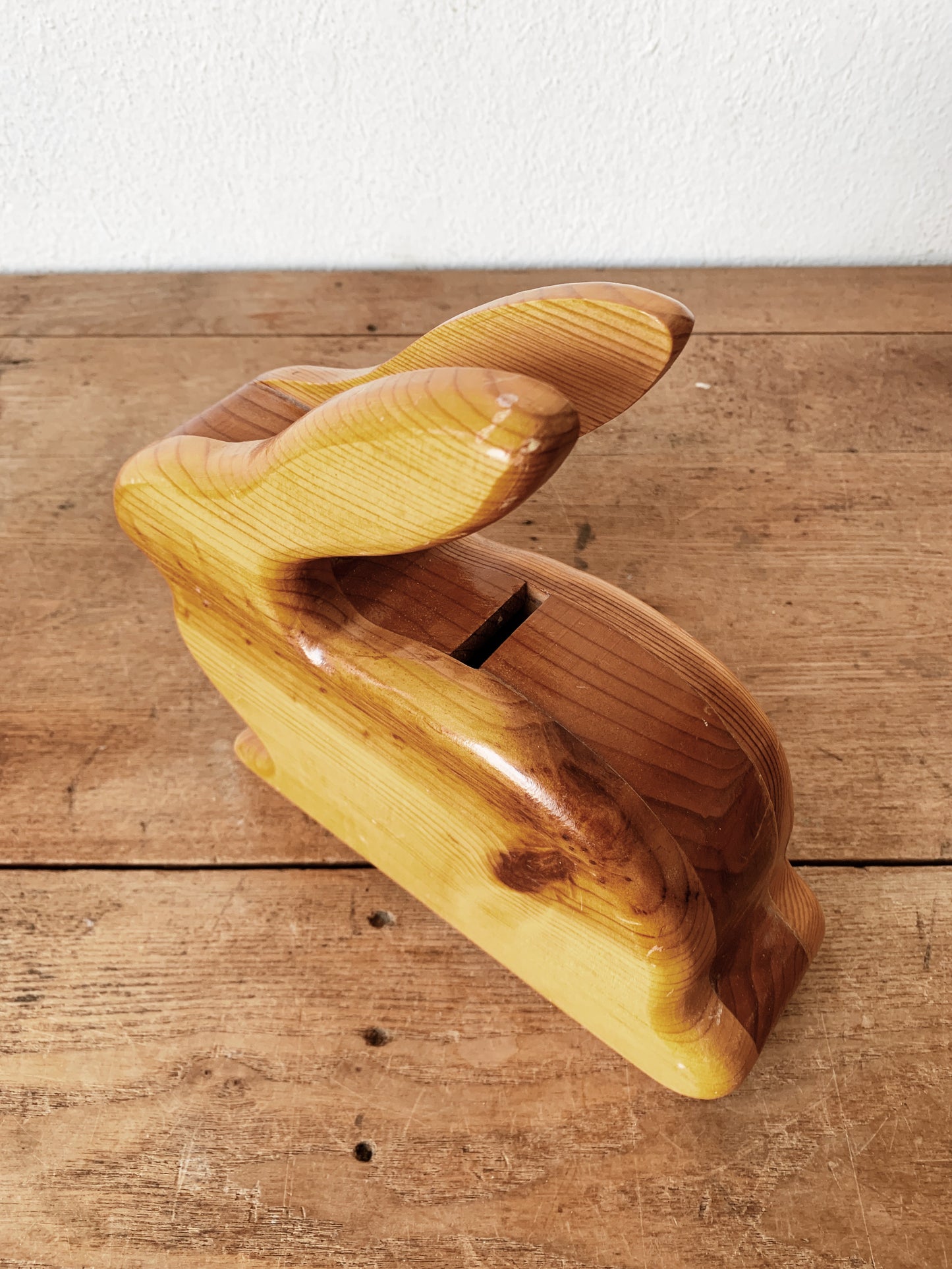 Vintage Wood Bunny Bank