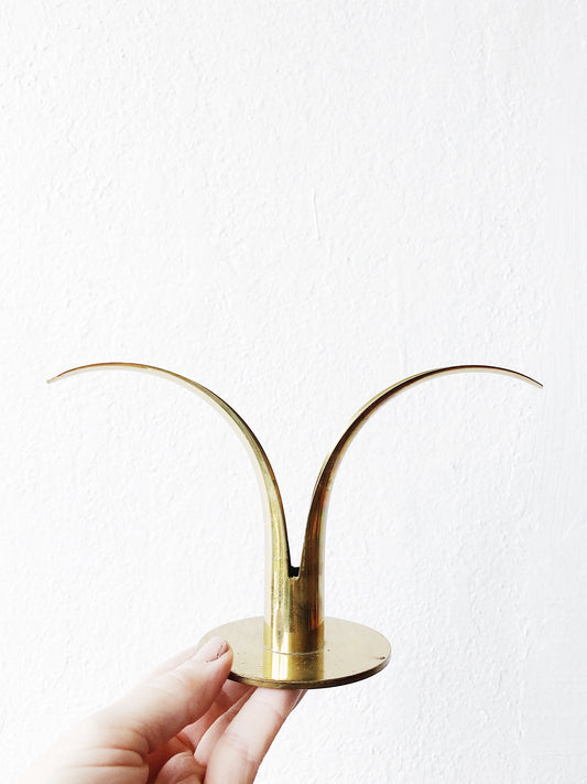 Vintage Brass Deco Ystad Style Candlestick