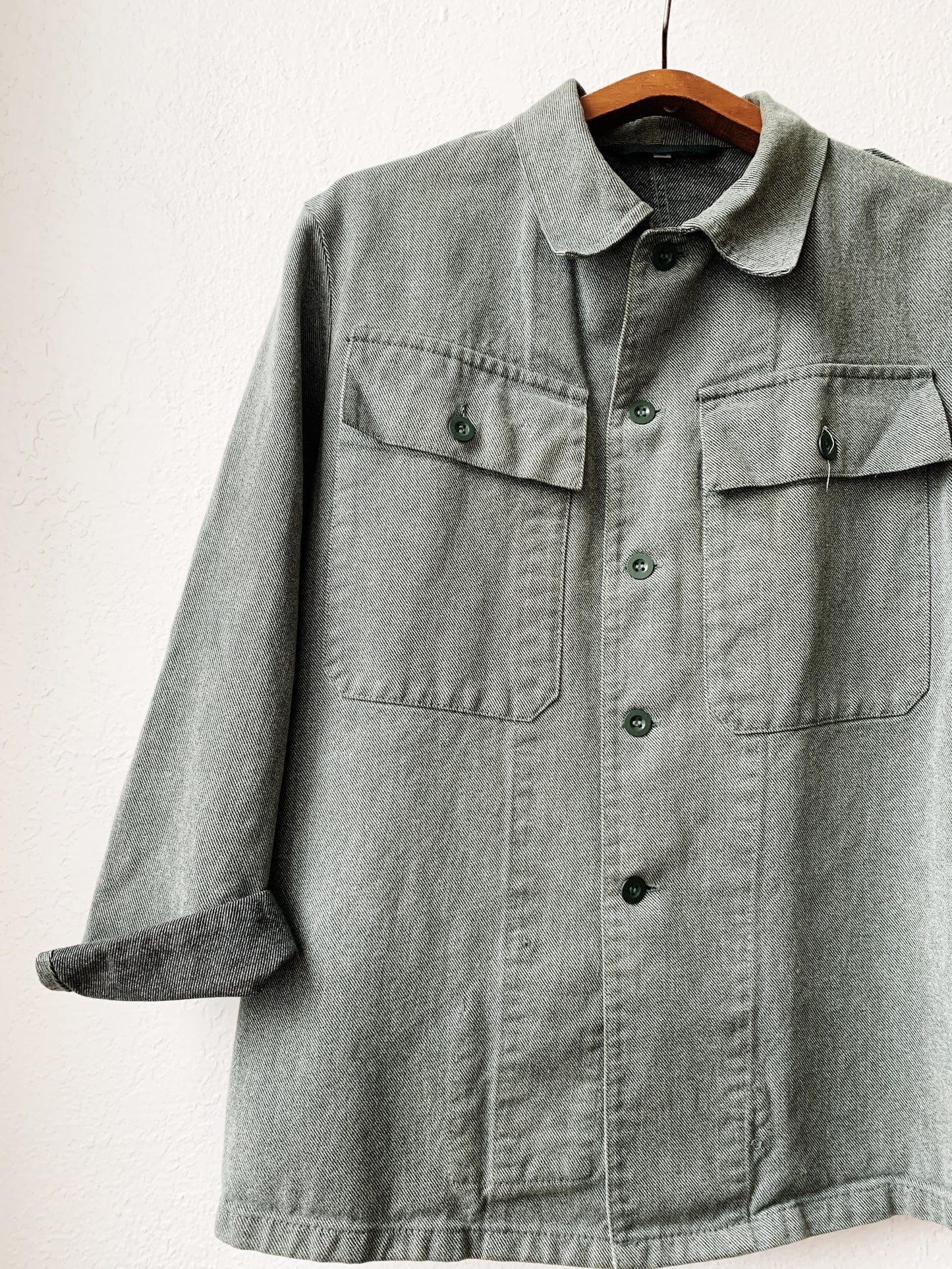 Vintage Weighty Cotton Military Jacket w Peace Pin