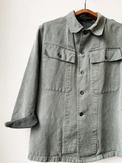 Vintage Weighty Cotton Military Jacket w Peace Pin