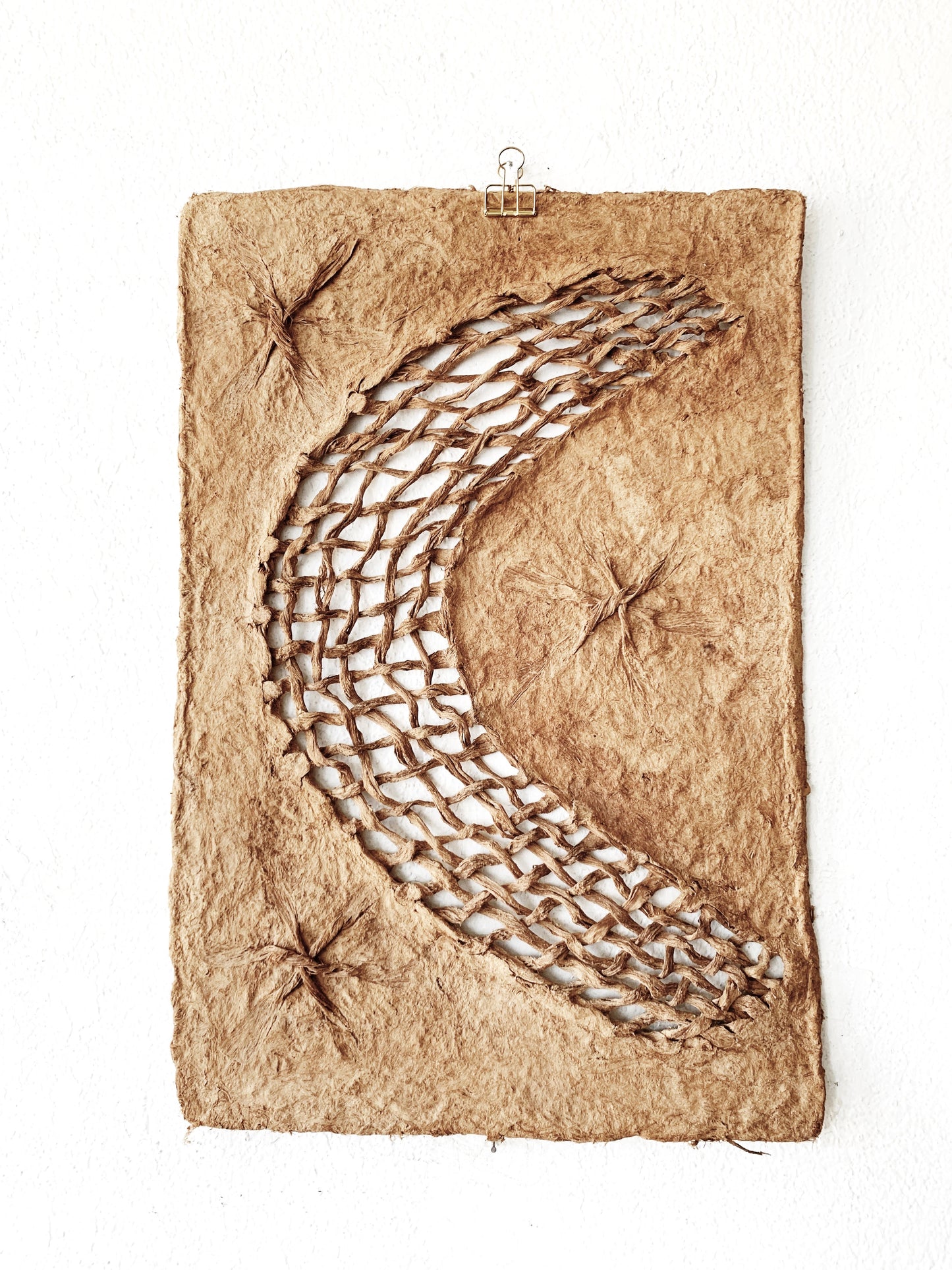 Handmade Moon and Stars Fiber Pulp Art